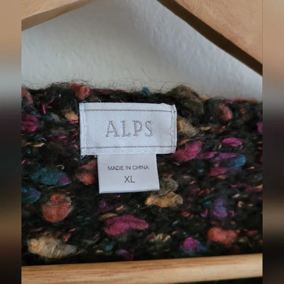 Speckled Knit Button-Front Cardigan in Dark Brown with Pink - Picture 4 of 9